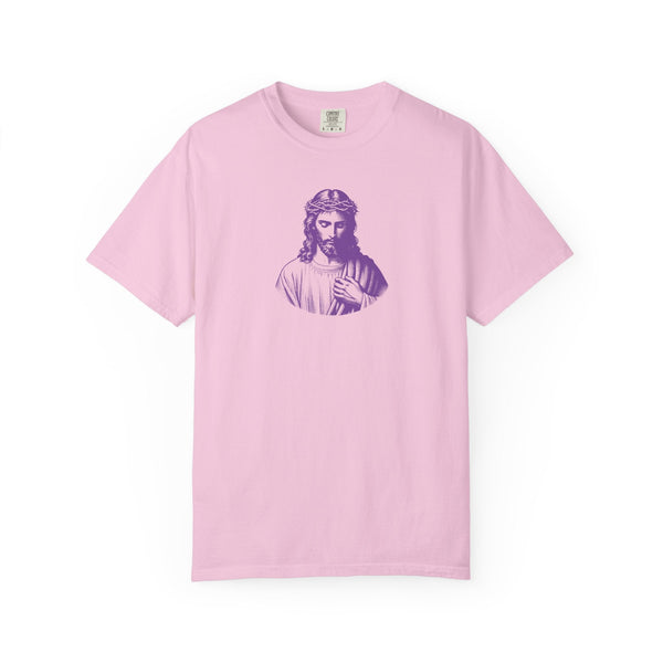 Purple Mid-Scale Jesus Front Print Graphic Tee - Iconic by Sandra Oles