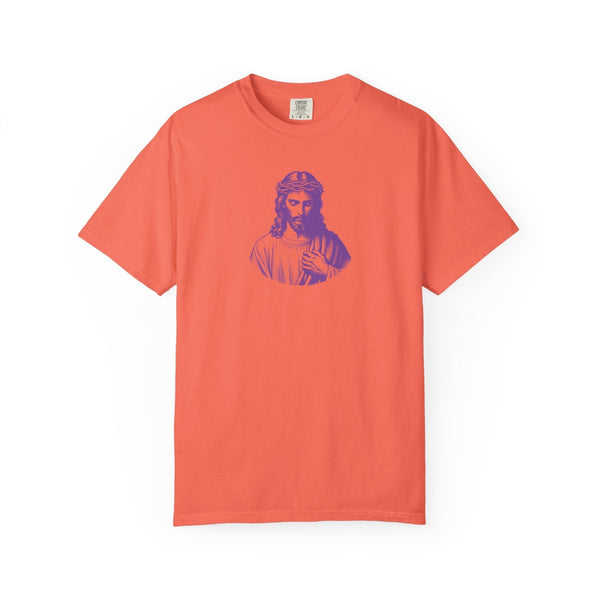 Purple Mid-Scale Jesus Front Print Graphic Tee - Iconic by Sandra Oles