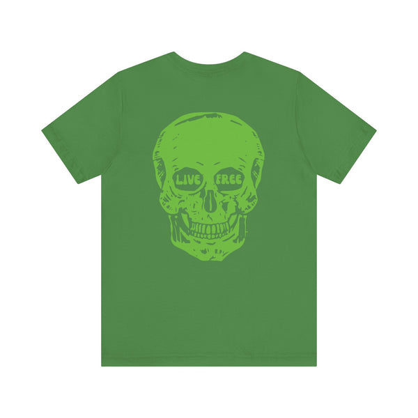 Green Live Free Jumbo Skull Back Print Graphic Tee  - Fugitive by Sandra Oles