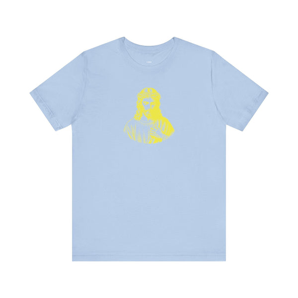 Yellow Mid-Scale Jesus Crown of Thorns Front Print Graphic Tee - Iconic by Sandra Oles