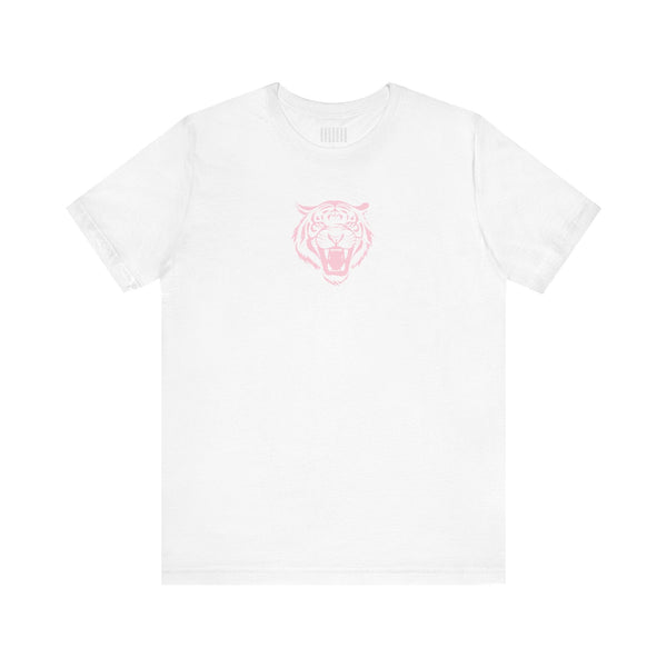 Pink Pastel Mid-Scale Retro Roaring Tiger Front Print Graphic Tee - Retro Tiger by Sandra Oles - Fugitive Collection
