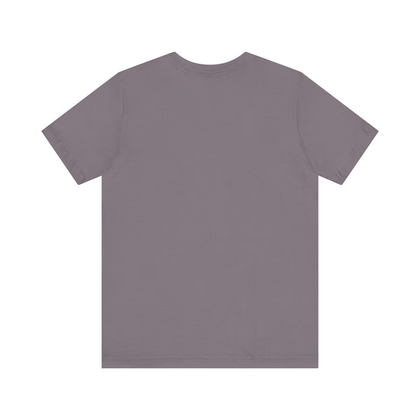 back view of plain unisex jersey short sleeve gray rocker tee