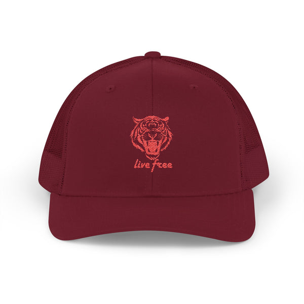 Live Free Tiger Embroidered Snapback Trucker Cap