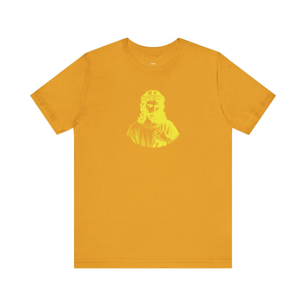 Yellow Mid-Scale Jesus Crown of Thorns Front Print Graphic Tee - Iconic by Sandra Oles