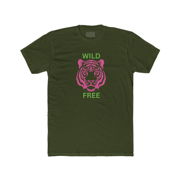 Pink and Green Wild Free Jumbo Tiger Graphic Tee - Fugitive by Sandra Oles