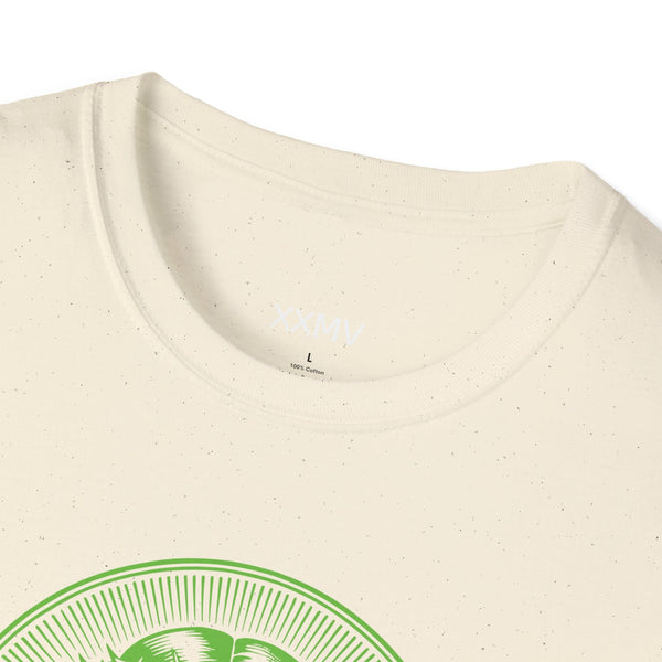 Green spiritual shirt with jumbo Jesus halo front print on softstyle cotton tee
