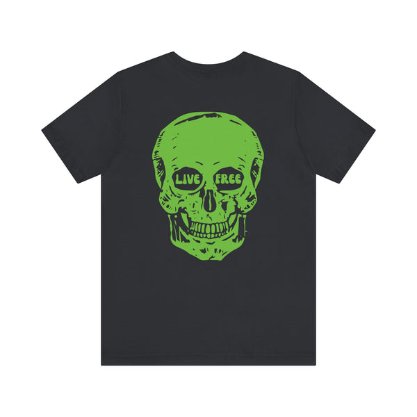 Green Live Free Jumbo Skull Back Print Graphic Tee  - Fugitive by Sandra Oles
