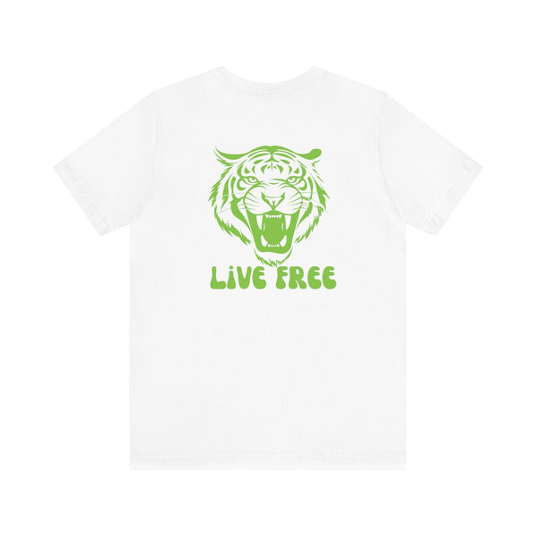 Green Retro Roaring Live Free Jumbo Tiger Back Print Graphic Tee - Fugitive by Sandra Oles
