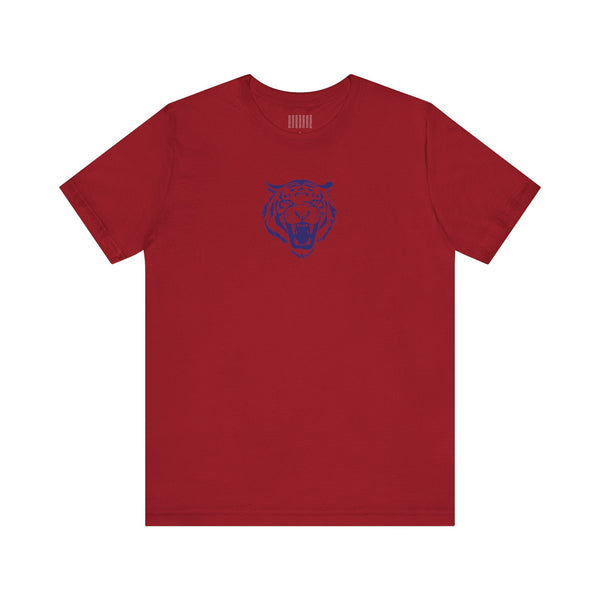 Navy Blue Retro Mid-Scale Roaring Tiger Front Print Graphic Tee - Fugitive by Sandra Oles