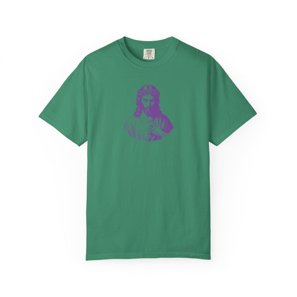 Purple Mid-Scale Jesus Front Print Graphic Tee - Iconic by Sandra Oles