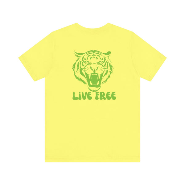 Green Retro Roaring Live Free Jumbo Tiger Back Print Graphic Tee - Fugitive by Sandra Oles