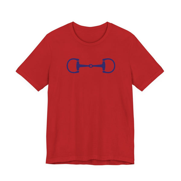 Stylish equestrian Red t-shirt with navy blue horse bit front graphic print