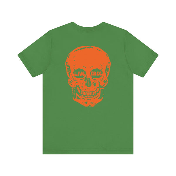 Orange Live Free Jumbo Skull Back Print Graphic Tee - Fugitive by Sandra Oles