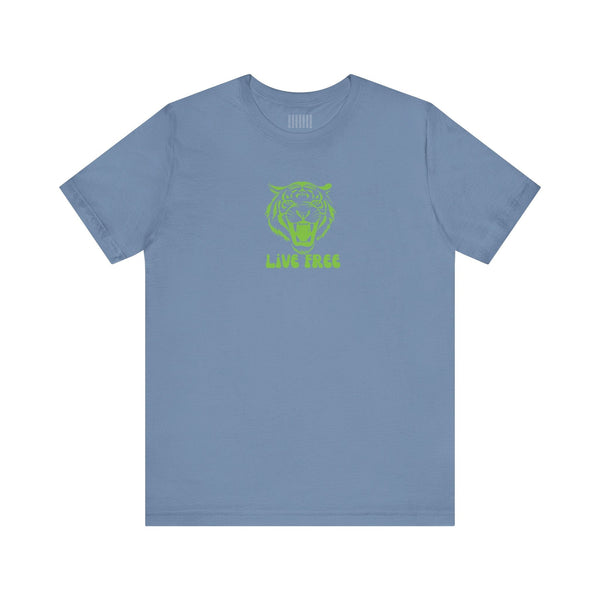 Green Live Free Mid-Scale Retro Roaring Tiger Graphic Tee - Fugitive by Sandra Oles