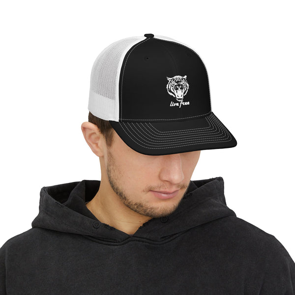 Live Free Tiger Snapback Trucker Cap - Sandra Oles Studio