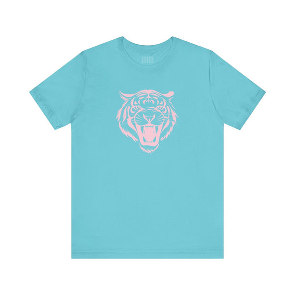 Pink Pastel Jumbo Retro Roaring Tiger Head Graphic Tee - Fugitive by Sandra Oles