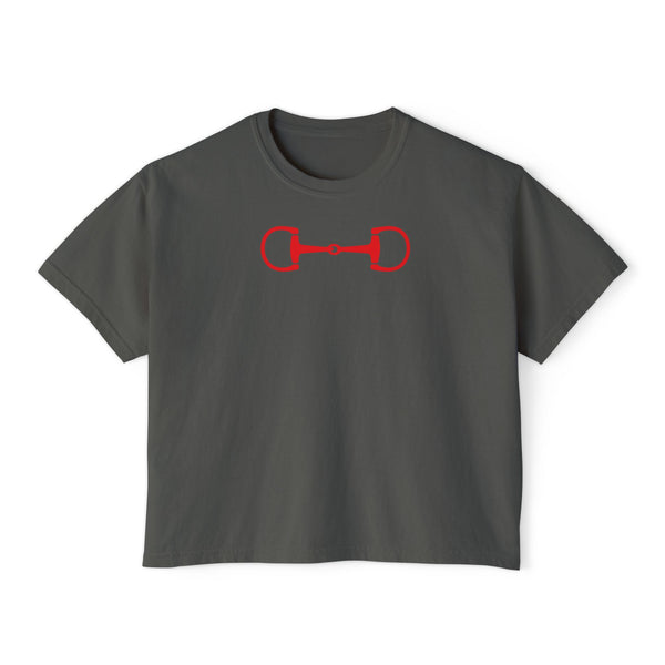 Red Horse Bit Front Print Cropped Graphic Tee - Heritage by Sandra Oles