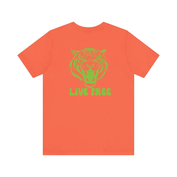 Green Retro Roaring Live Free Jumbo Tiger Back Print Graphic Tee - Fugitive by Sandra Oles