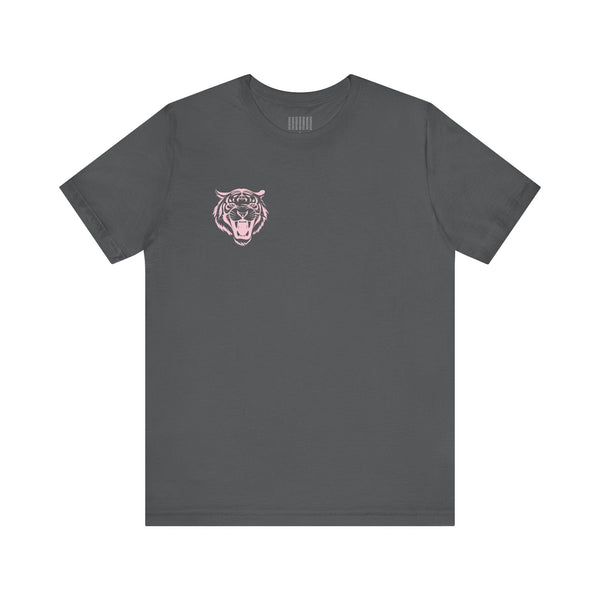 Pastel Pink Mini Retro Roaring Tiger Front Left Print Graphic Tee - Fugitive by Sandra Oles