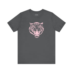 Pink Pastel Jumbo Retro Roaring Tiger Head Graphic Tee - Fugitive by Sandra Oles