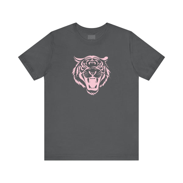 Pink Pastel Jumbo Retro Roaring Tiger Head Graphic Tee - Fugitive by Sandra Oles