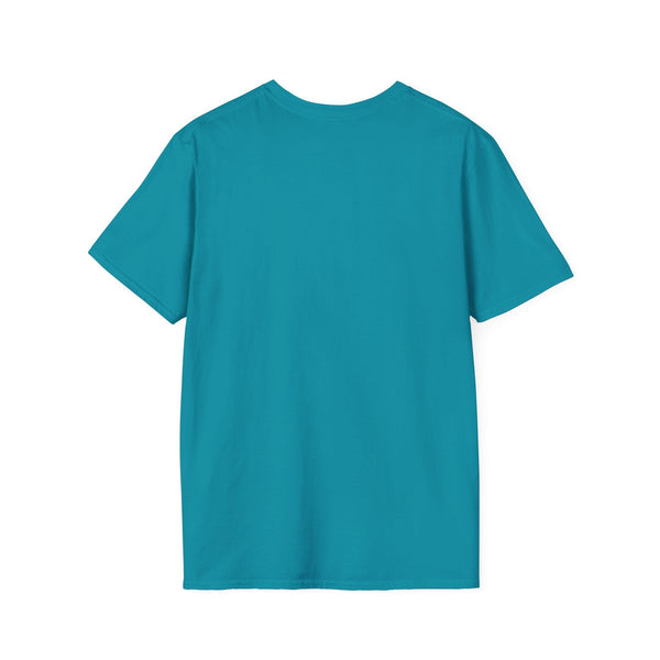 Back view of green jumbo halo Jesus front print spiritual shirt on plain background