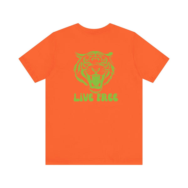 Green Retro Roaring Live Free Jumbo Tiger Back Print Graphic Tee - Fugitive by Sandra Oles