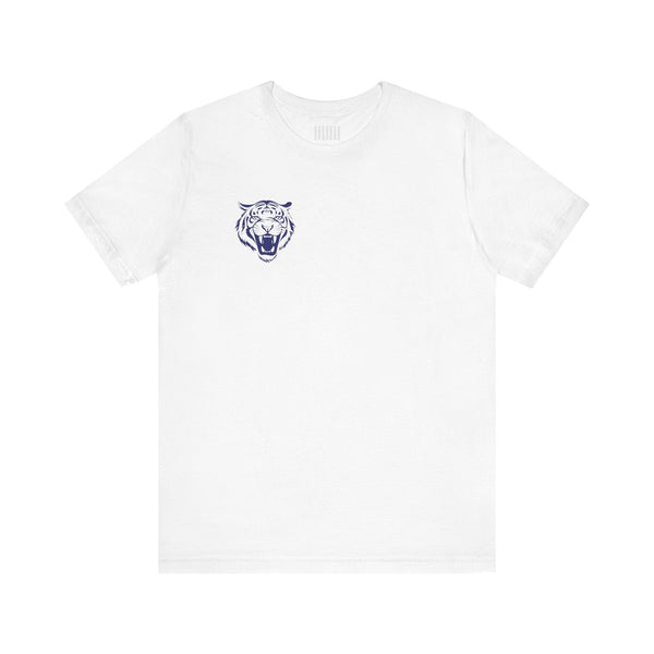 Navy Blue Mini Retro Roaring Tiger Head Left Front Print Graphic Tee - Retro Tiger by Sandra Oles