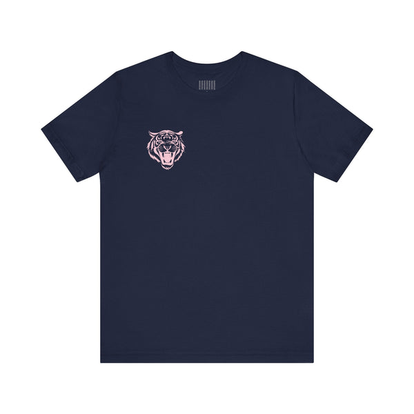 Pastel Pink Mini Retro Roaring Tiger Front Left Print Graphic Tee - Fugitive by Sandra Oles
