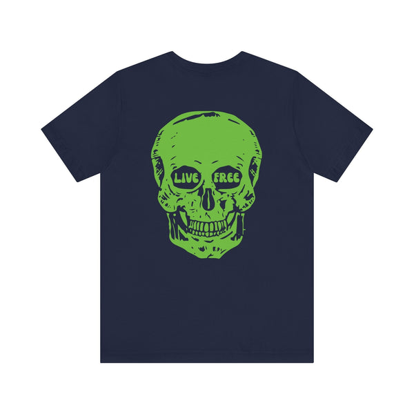Green Live Free Jumbo Skull Back Print Graphic Tee  - Fugitive by Sandra Oles