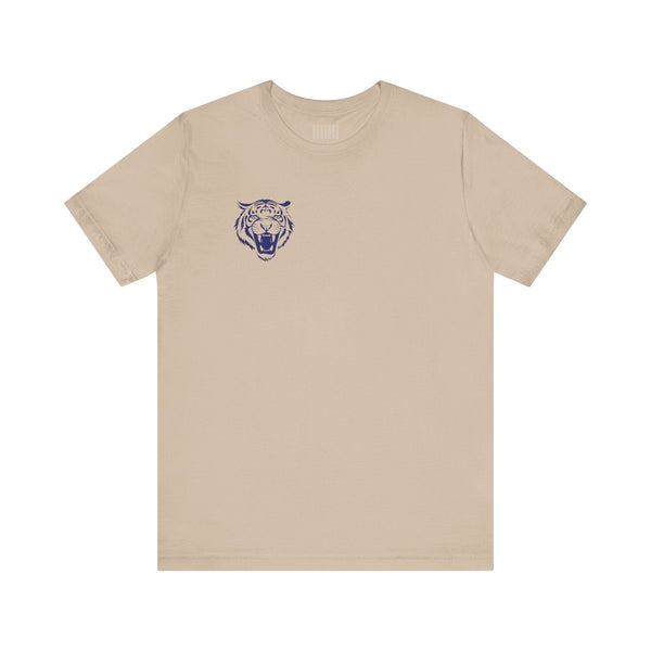 Navy Blue Mini Retro Roaring Tiger Head Left Front Print Graphic Tee - Retro Tiger by Sandra Oles
