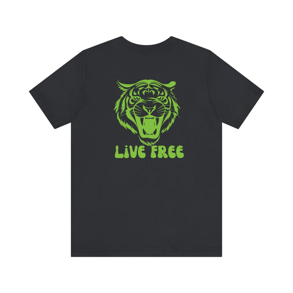 Green Retro Roaring Live Free Jumbo Tiger Back Print Graphic Tee - Fugitive by Sandra Oles