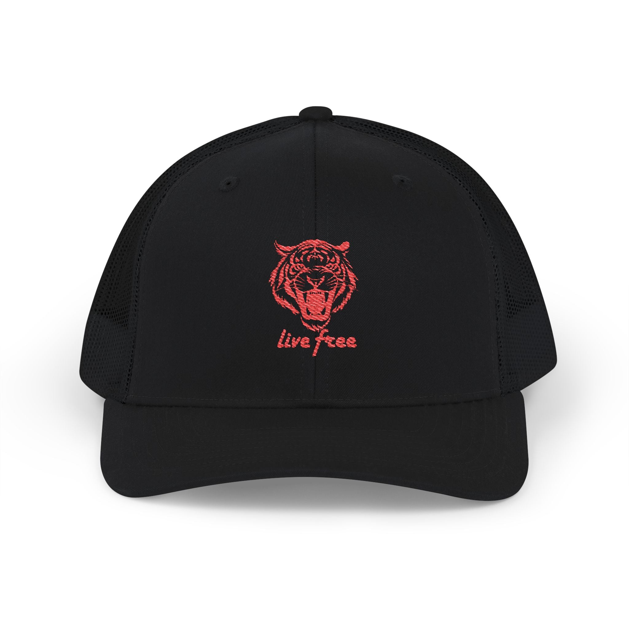 Live Free Tiger Embroidered Snapback Trucker Cap