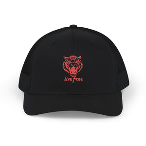 Live Free Tiger Embroidered Snapback Trucker Cap