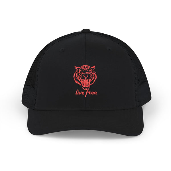 Live Free Tiger Embroidered Snapback Trucker Cap