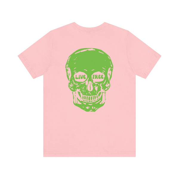 Green Live Free Jumbo Skull Back Print Graphic Tee  - Fugitive by Sandra Oles