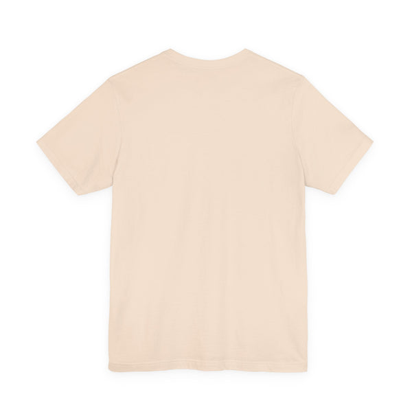 Blank beige unisex crew neck t-shirt back view, made from 100% combed cotton, lightweight and breathable, perfect for cool graphic t shirts design.