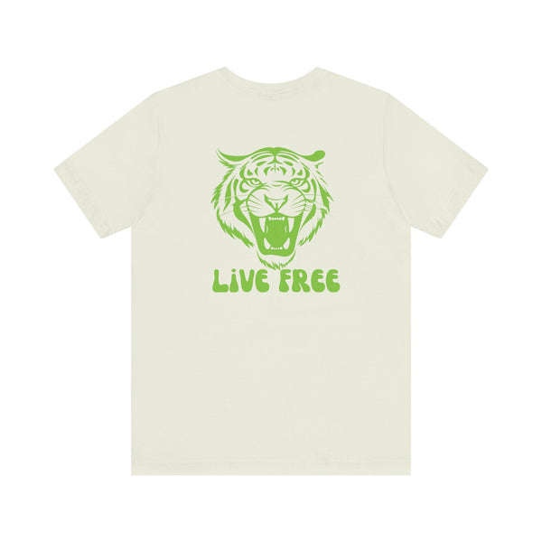 Green Retro Roaring Live Free Jumbo Tiger Back Print Graphic Tee - Fugitive by Sandra Oles