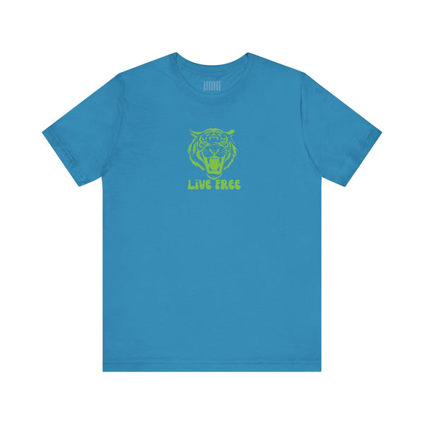 Green Live Free Mid-Scale Retro Roaring Tiger Graphic Tee - Fugitive by Sandra Oles