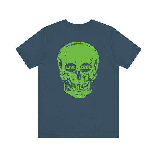 Green Live Free Jumbo Skull Back Print Graphic Tee  - Fugitive by Sandra Oles