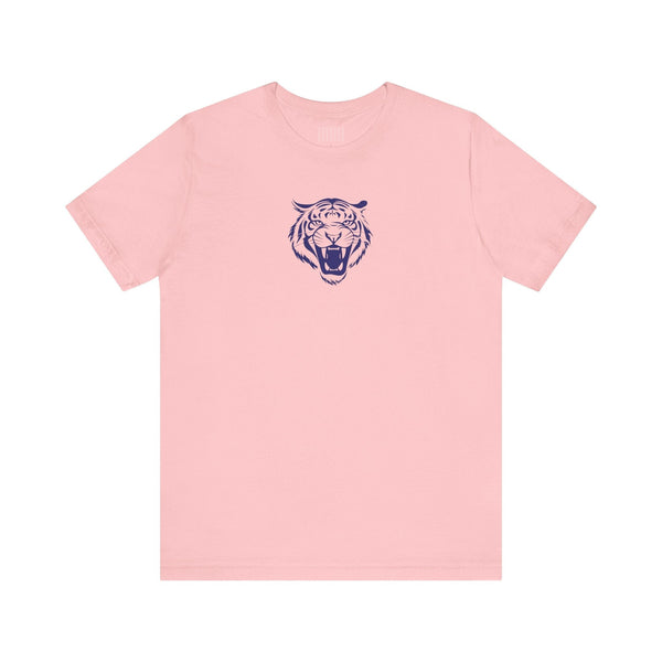 Navy Blue Retro Mid-Scale Roaring Tiger Front Print Graphic Tee - Fugitive by Sandra Oles
