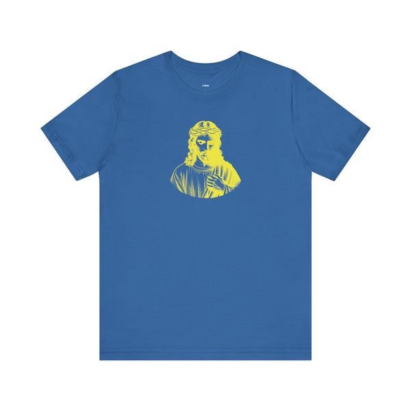 Yellow Mid-Scale Jesus Crown of Thorns Front Print Graphic Tee - Iconic by Sandra Oles