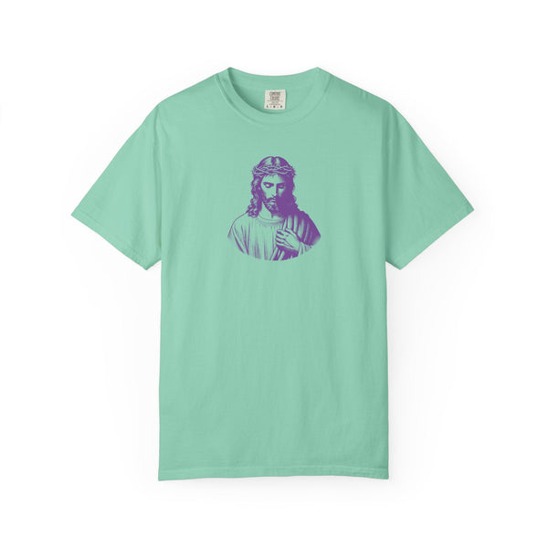 Purple Mid-Scale Jesus Front Print Graphic Tee - Iconic by Sandra Oles