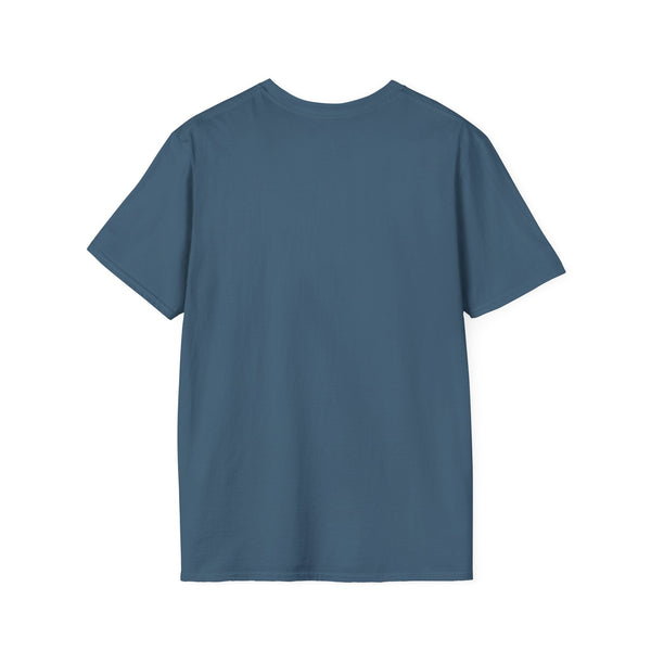 Back view of a plain green unisex spiritual shirt with short sleeves and no side seams for a sleek look