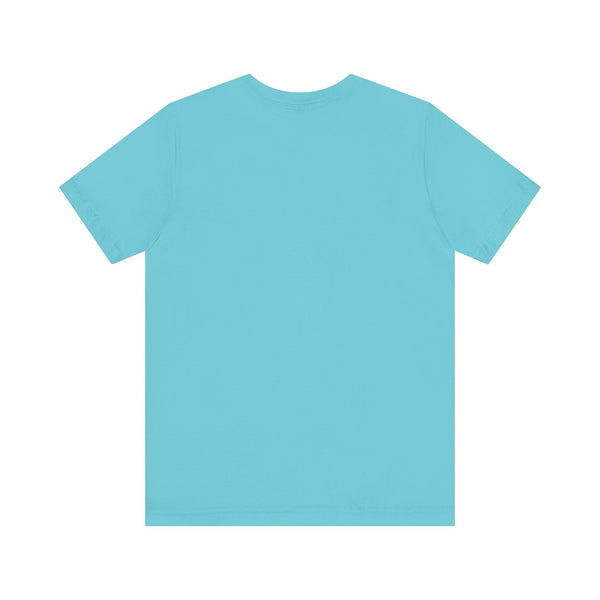 blue graphic t shirt back view simple plain cotton tee unisex minimalist style