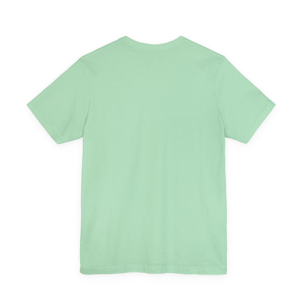 back view of blue mini skull graphic t shirt by Sandra Oles made from soft cotton