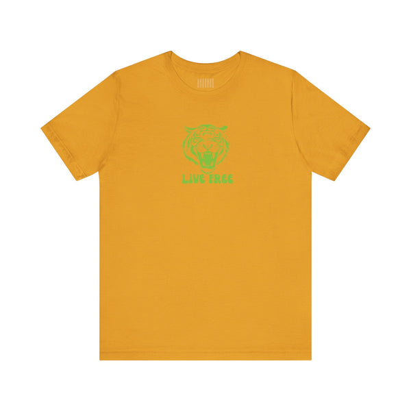 Green Live Free Mid-Scale Retro Roaring Tiger Graphic Tee - Fugitive by Sandra Oles