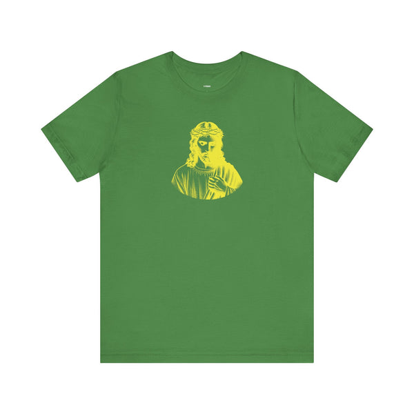 Yellow Mid-Scale Jesus Crown of Thorns Front Print Graphic Tee - Iconic by Sandra Oles