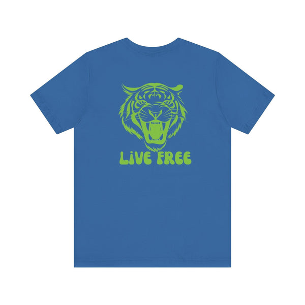 Green Retro Roaring Live Free Jumbo Tiger Back Print Graphic Tee - Fugitive by Sandra Oles