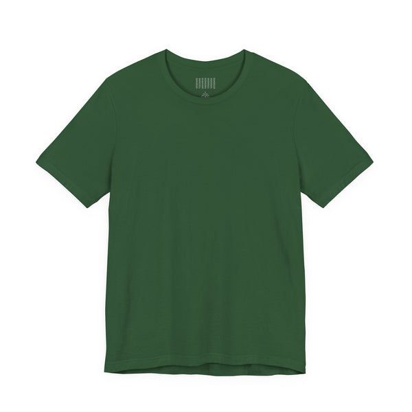 Green unisex skull print t-shirt with neon green skull graphic on the back and "fugitive" text on the front, made from breathable cotton.